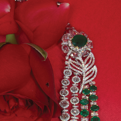 Contemporary Rose Cut Diamond Necklace made in Gold - TARASRI